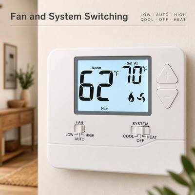 STN731 OEM/ODM LCD 24V Wired Electronic Conventional or Heat Pump Non Programmable Hotel Thermostat for PTAC Unit