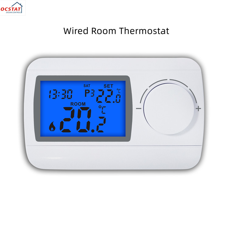 Wired Electric Heat Programmable Thermostat 230V ABS  For Gas Boiler