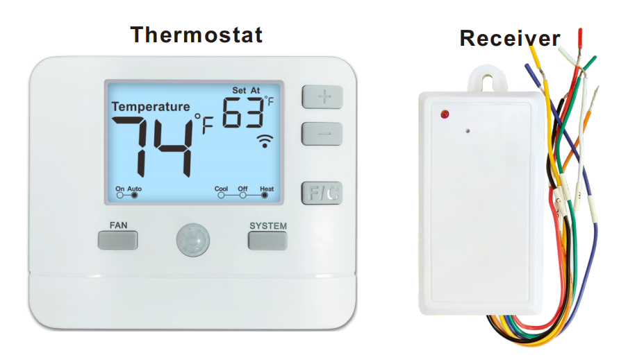 Non-programmable Wireless Room Thermostat with Temperature Control and 2*AAA Battery Power Supply