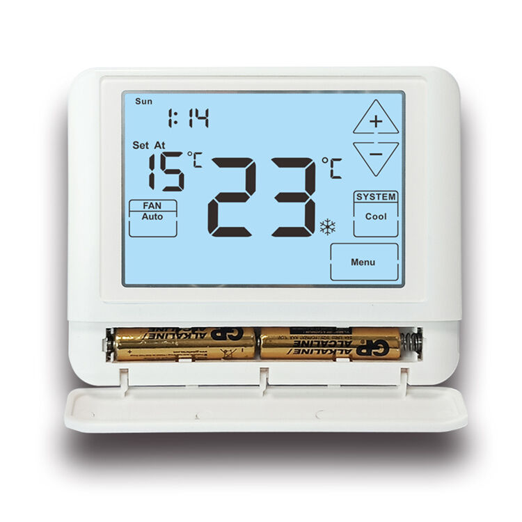 24V White Backlight Color Room Air Conditioning 7 Day Thermostat Temperature Ranges 32°F to 99°F Ideal for Precise Climate Control in Data Centers