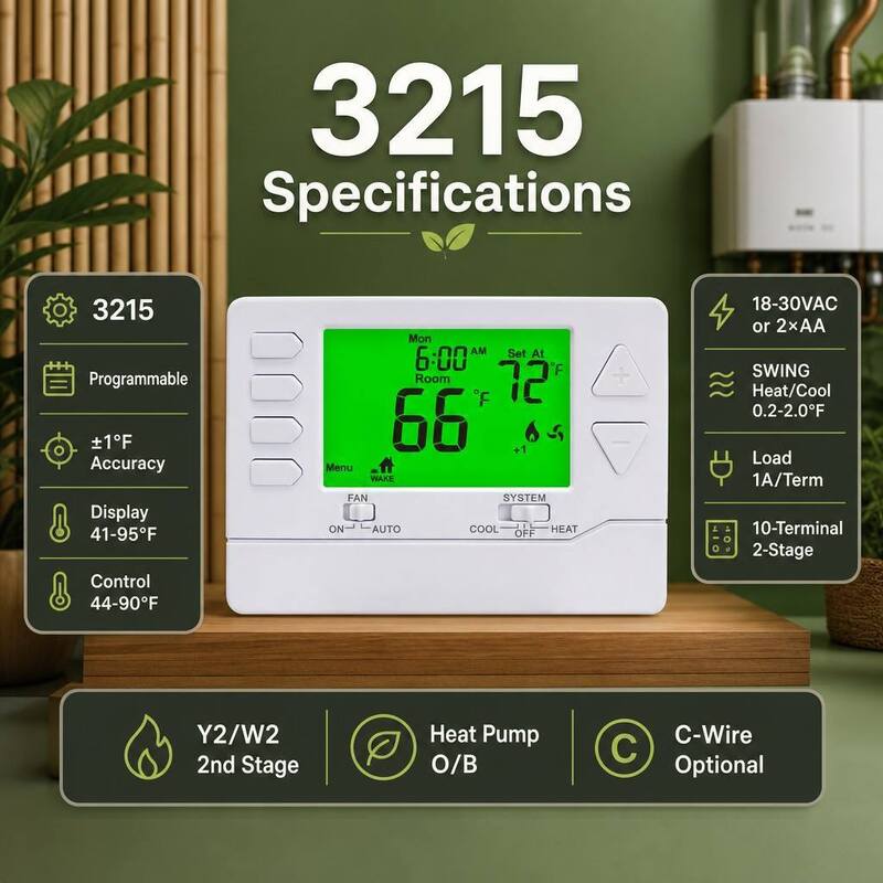 RH Terminal Designations Electronic Room 7 Day HVAC Thermostat with 138mm W*98mm H*29mm D Physical Dimensions