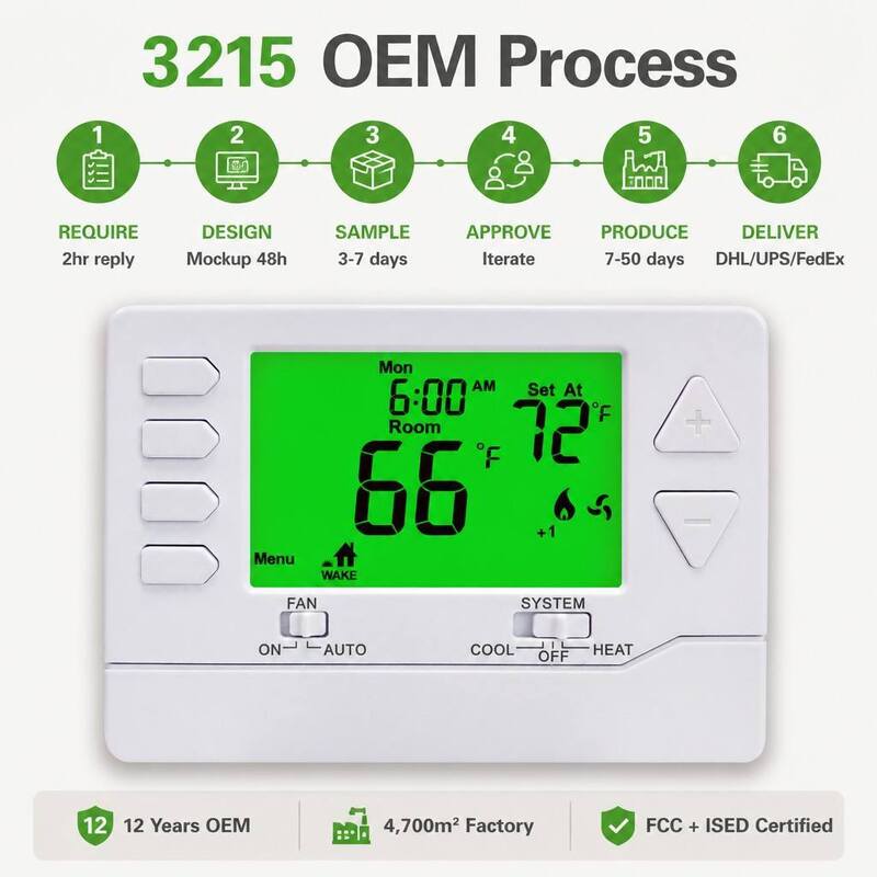 HEAT/OFF/COOL 2 Heat 2 Cool Programmable Room Air Conditioning Thermostat 2*AA Alkaline Batteries Or 18-30 VAC NEC Class II Power Supply