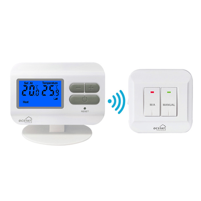 Riseem Azul o Naranja Luz Negra Termostato de habitación RF con interruptor automático / manual