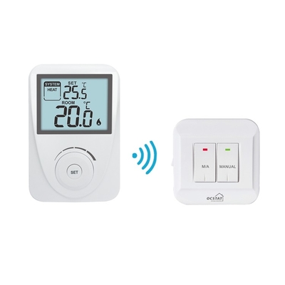 Riseem luz de fondo blanca / azul termostato de calefacción y refrigeración no programable de RF inteligente