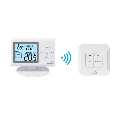 Termostato inalámbrico programable semanal para montaje en pared para calefacción