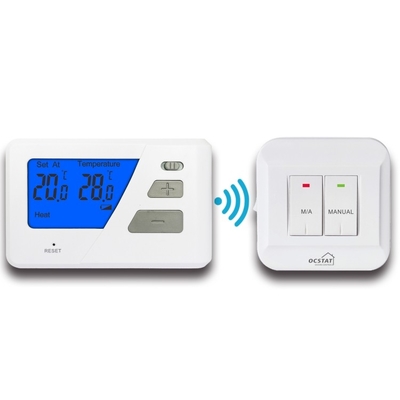 Riseem luz de fondo azul RF termostato digital no programable para calderas con indicador de bat - bajo