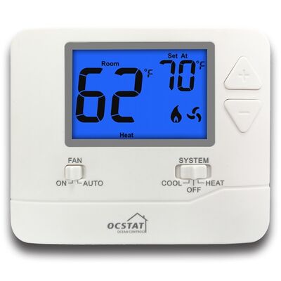 Rango de control de temperatura de 41°F a 90°F No programable 1 Calor 1 Frío Termostato de etapa única 1H 1C para aire acondicionado doméstico