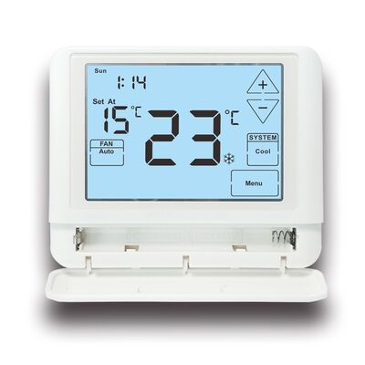 El termostato digital HVAC programable Sala electrónica de 24V LCD con batería El termostato ofrece luz de fondo Color Blanco Azul Verde y Control de temperatura Rambles de 44 ° F a 90 ° F 7 ° C a 32 ° C para soluciones climáticas