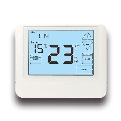 Pantalla táctil LCD Termostato de habitación con cable Compatible con unidades de bomba de calor de aire acondicionado con luz de fondo de color blanco azul verde