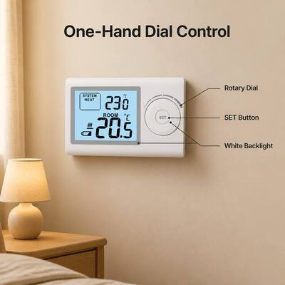 Riseem 230V Sala cableada HVAC Termostato no programable para el hogar con nivel de protección IP20