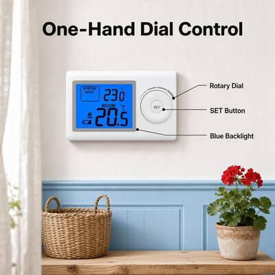 Riseem 230VAC Controlador de temperatura no programable termostato de la sala de la caldera de calefacción digital