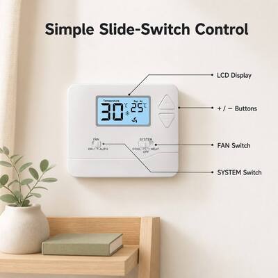 Riseem Programable con cable de la temperatura de la habitación termostato de calefacción 5-35C Rango de temperatura perfecto para cualquier habitación