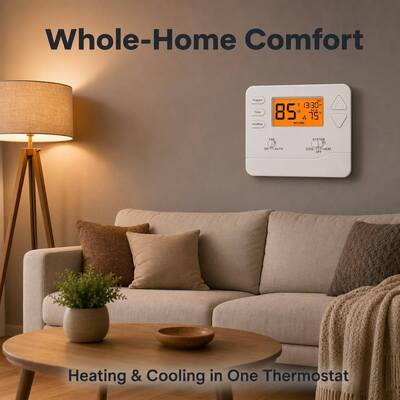 Riseem Programable 2 Calor 2 Frío Controlador de temperatura termostático Compatibilidad Funciona con la mayoría de los sistemas de calefacción y refrigeración