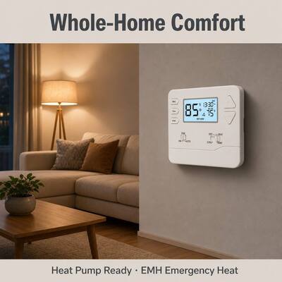Riseem 1.5 Amp Máximo Todos los Terminales Combinados Termostato de Bomba de Calor Comercial Tipo de Aplicación Convencional o Bomba de Calor