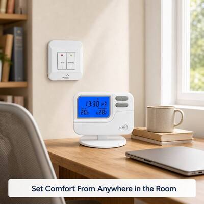 Riseem Blanco ABS 868Mhz RF Habitación inalámbrica termostato programable Digital calefacción y refrigeración OEM