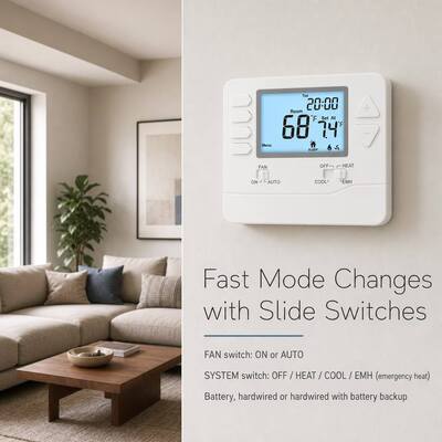 Riseem Programable semanalmente con precisión de 0,5 ° C Sistema de calefacción y aire acondicionado Termostato de bomba de calor 24V