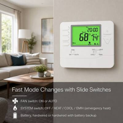 Termostato programable de 7 días con sensor NTC Heagstat y ABS PC anti-inflamable para control de bomba de calor