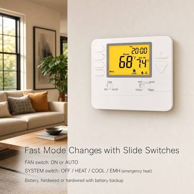 Termostato doméstico programable y ajustable Heagstat 24V 2 calor 1 frío para bomba de calor