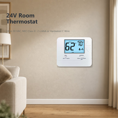 24V o con batería Dimensiones físicas 4.72 W X 3.85 H X 1.06 D Termostato LCD no programable para sistemas convencionales de calefacción y refrigeración 1H 1C Etapas