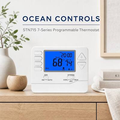 Termostato de aire acondicionado programable de 7 días y 24 V 2H 2C para hotel, dimensiones físicas compactas 4 72 W X 3 85 H X 1 06 D para control de HVAC