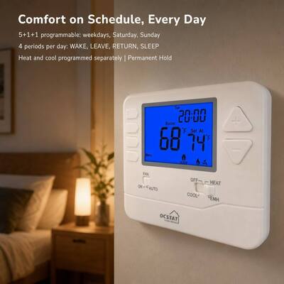 Programación de 24 V 7 días bomba de calor multiestadio programable termostato de habitación de hotel para equipos de calefacción y refrigeración