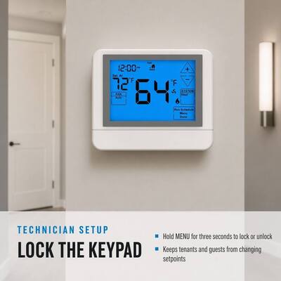 Termostato programable digital cableado convencional de 24 V o baterías con pantalla LCD, 1H 1C, para sistemas HVAC comerciales