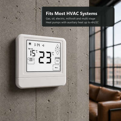 Termostato inteligente para bomba de calor, aire acondicionado de habitación, LCD táctil, WIFI, compatible con Alexa, control por voz