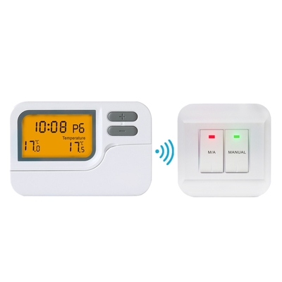 del color blanco programable de 7 ABS del día termóstato inalámbrico para el control de calefacción