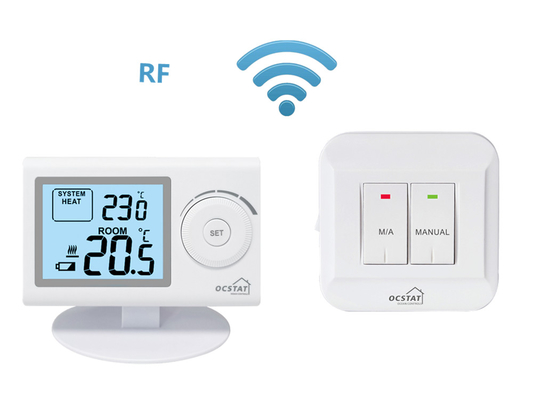 Riseem calefacción y refrigeración termostato de habitación no programable de RF con batería de tamaño 2 * AAA