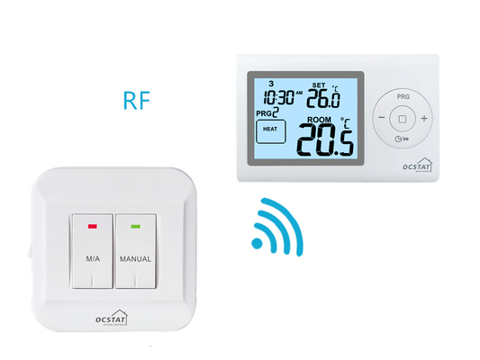Riseem ABS OEM ODM Pantalla LCD azul RF Digital para el hogar Termostato calefacción y refrigeración