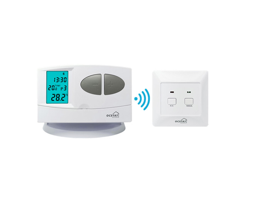 Riseem Wireless Push Button LCD Display Control de aire acondicionado calefacción hvac RF 7 días termostato programable para caldera de gas